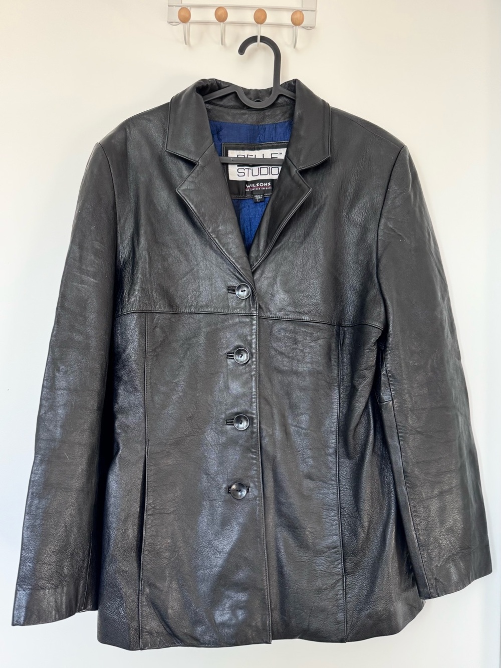 Vintage Wilsons Leather Women’s Black Leather Jacket with Notch Collar
